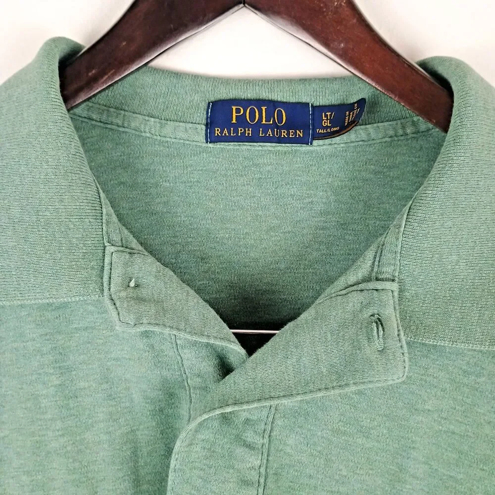Polo Ralph Lauren Polo Mens LT Heather Green Short Sleeve Shirt White Pony
